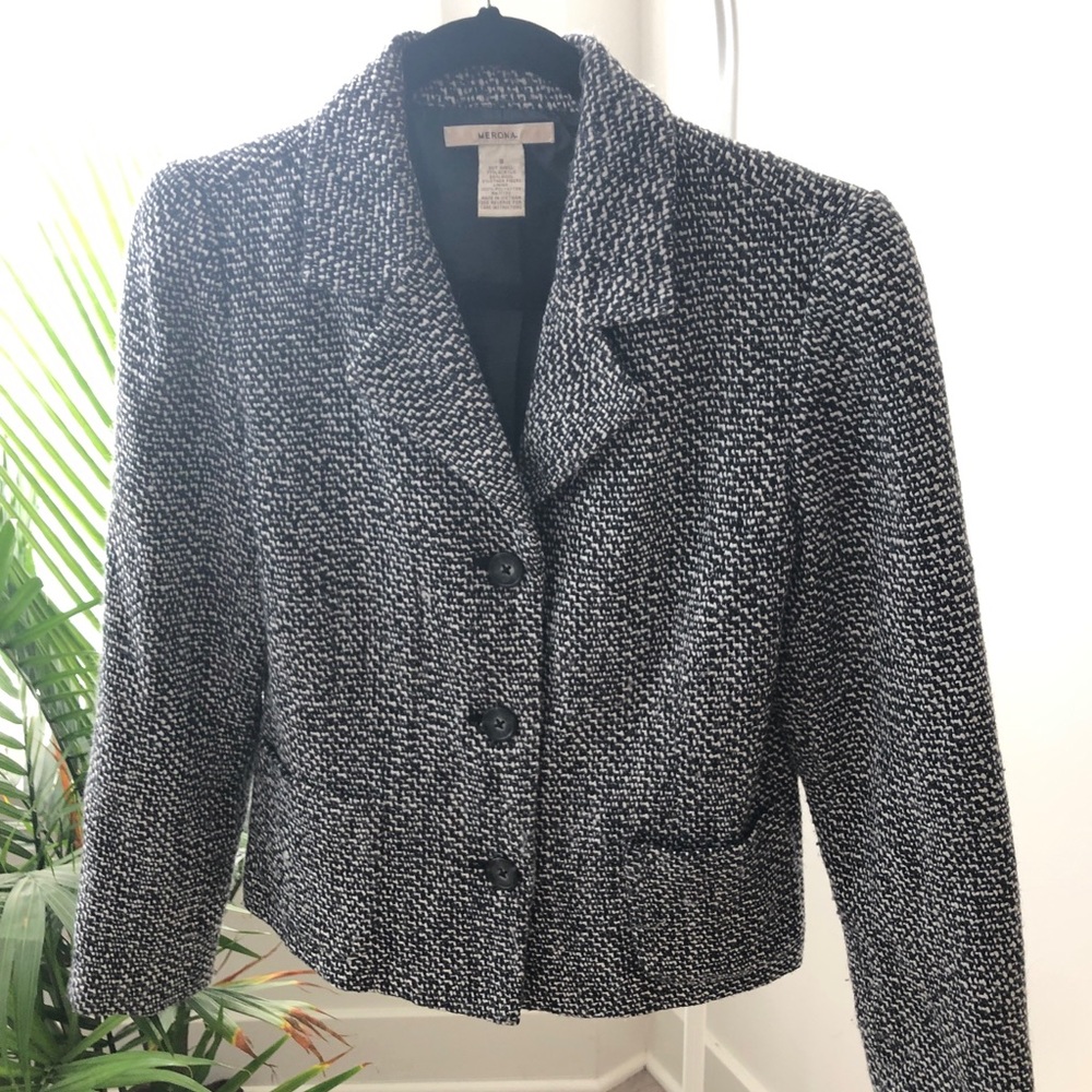 Long Sleeve Tweed Blazer Jacket